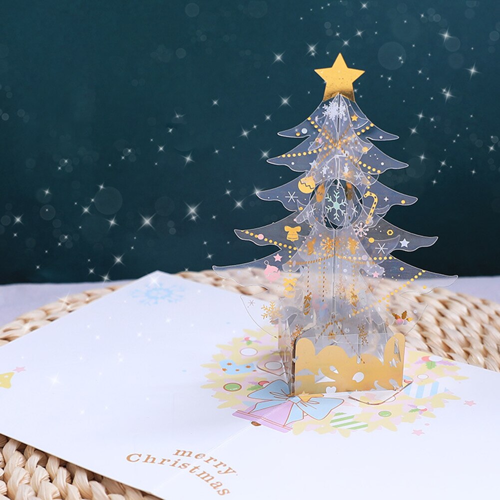 3D Pop-Up Greeting Cards Handmade Christmas Tree Paper Greeting Card For Birthday Valentine Day Party Year Greeting Card