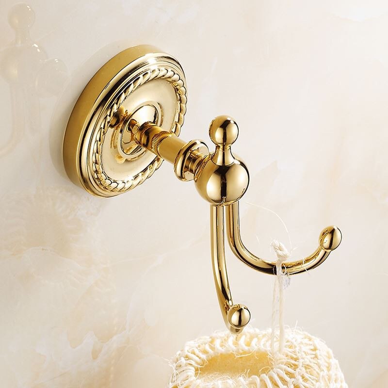 Robe Hooks golden/Antique Brass Coat Hook Clothes Towel Hangers Storage Door Hook Wall Bathroom Accessories Black Bath Rack