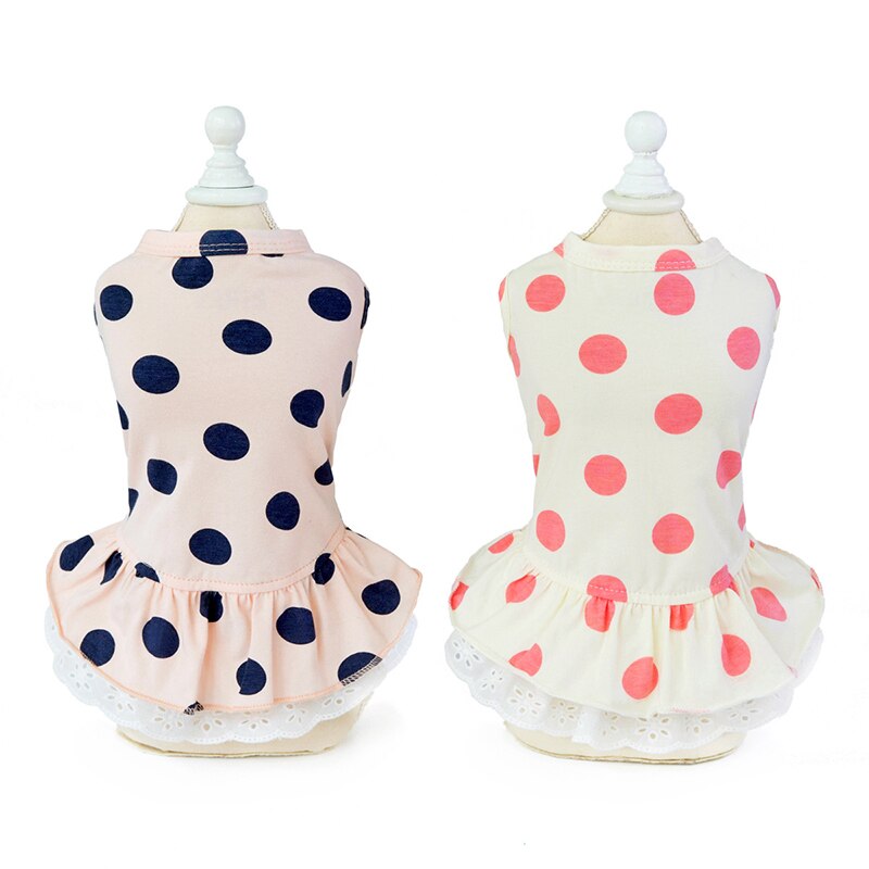 1PC Summer Dot Puppy Dog Cat Dresses for Yorkies Chihuahua Clothing Soft Cotton Lace Pet Clothing for Dogs Cats Pets Skirt Dress