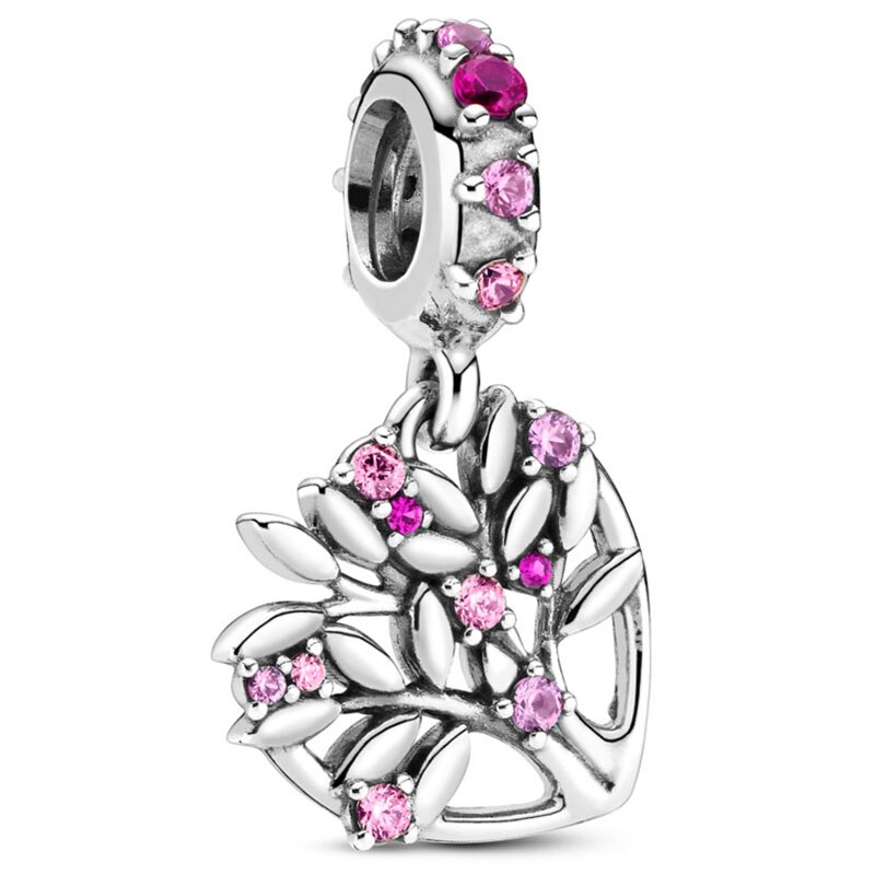 Pandora sparkling rosa & azul cristal disco coração árvore da família pingente contas 925 prata esterlina encantos caber pulseira jóias diy: 9