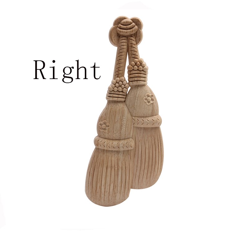 Applique for Home Furniture Unpainted Wood Oak Carved Wave Flower Onlay Corner Decor Wood Carved Long Applique Rubber Wood