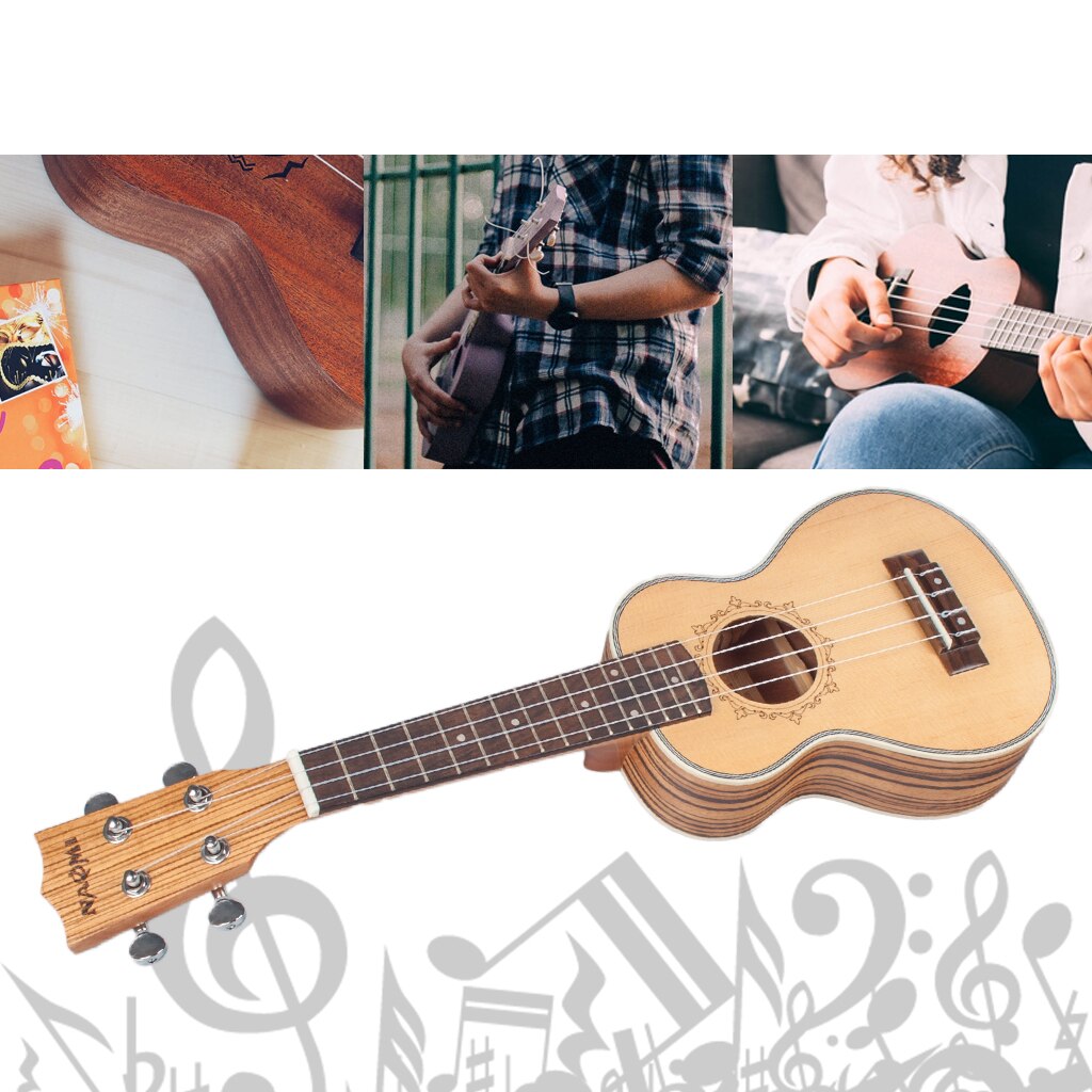 4 Strings Acoustic Ukulele Spruce Panel Zebrawood Side And Back Hawaii Guitar Guitarra 21" 23" 26" Ukulele Option