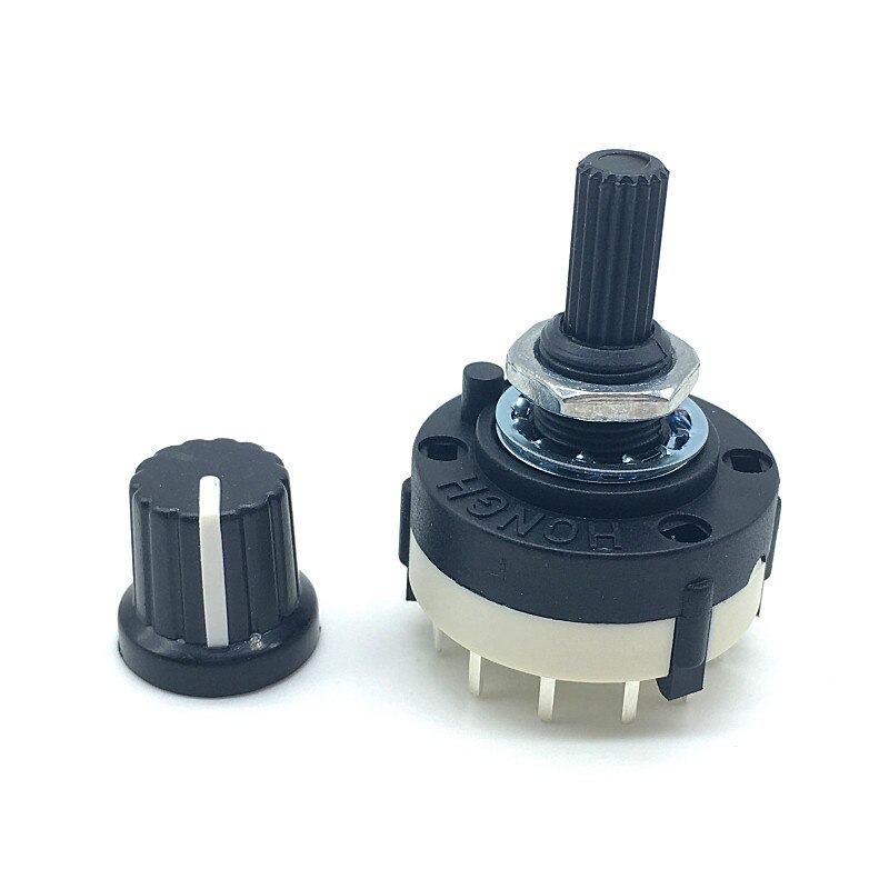 Interruptor Selector de canal rotativo de banda, 1 polo, 12 posiciones, RS26, 20MM de longitud con perilla, 5 unidades