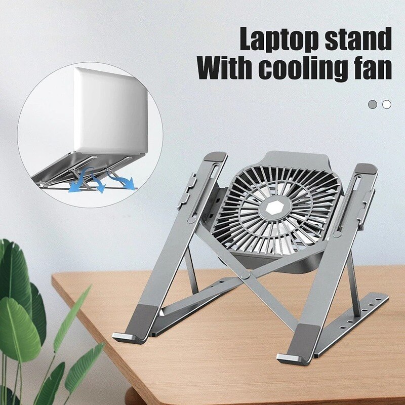 Faltbarer 17 -zoll-laptopkühler mit zwei lüftern (2100 u/min), laptop-kühlpad und notebook-ständer für einfachen transport von hp- und dell-laptops
