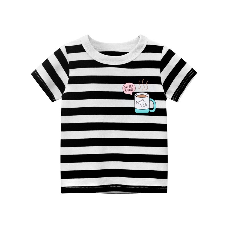 Del Fumetto di modo Stampato Pullover Dei Bambini di Estate T-Shirt A Righe Casual Stile Capi di Abbigliamento: 120