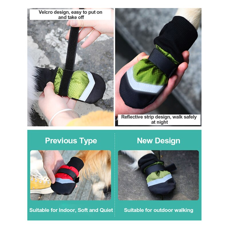 4 Stuks Waterdichte Winter Hond Schoenen Anti-Slip Sneeuw Huisdier Laarzen Poot Protector Warm Reflecterende Voor Medium Grote honden Labrador Husky