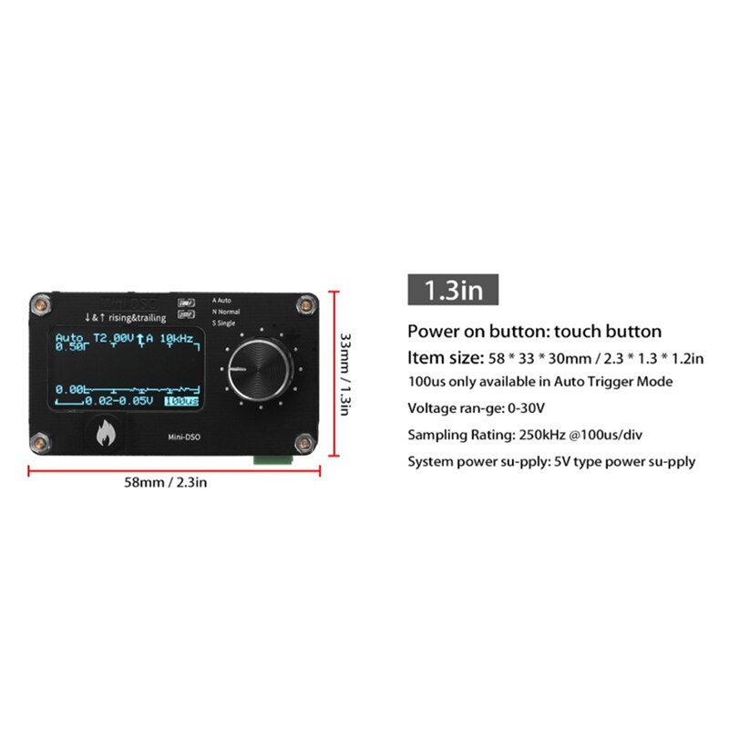 Mini Oscilloscope OLED Display Contact Button 250 ... – Vicedeal