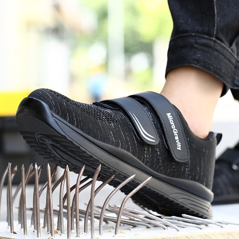 Puncture Proof Safety Shoes Men Steel Toe Sneaker Velcro Anti-smash Work Shoes Indestrutible Work Safety Boots Man Security Boot