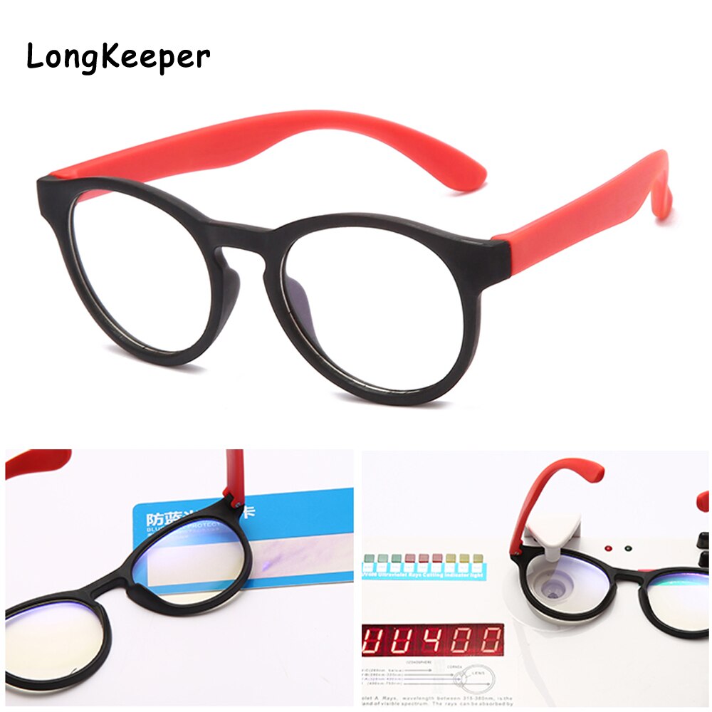 Gafas redondas con filtro antirreflejos para niños, lentes transparentes con montura óptica UV400, antibloqueo de luz azul y rojo