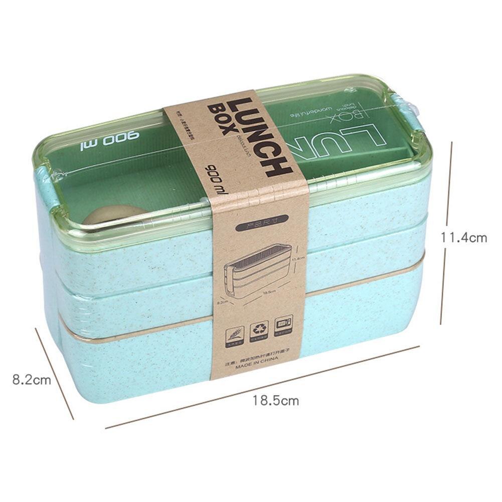 Lunch Box 3 Layer Wheat Straw Bento Boxes Microwave Dinnerware Food Storage Container Lunchbox