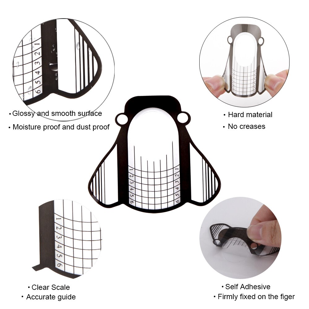 500 Uds puntas de extensión de uñas molde acrílico formas inferiores papeles de Gel de construcción plantilla de manicura herramienta francesa de fibra