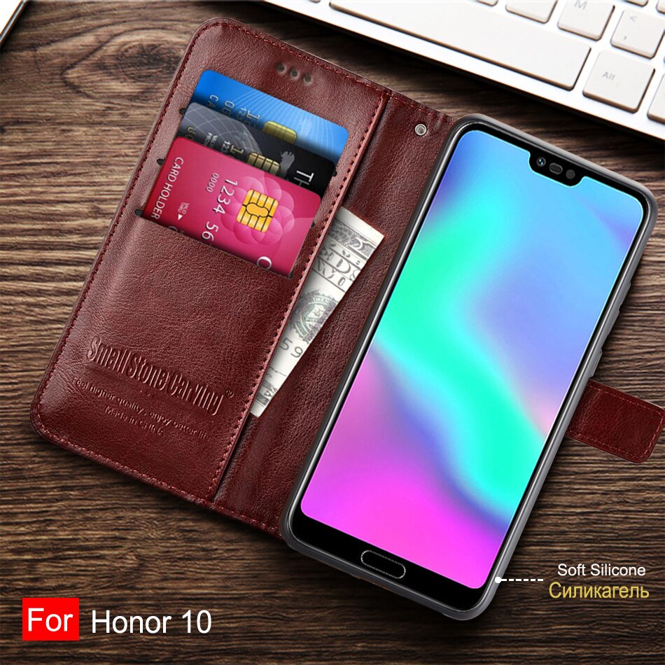 Flip telefoonhoesje voor huawei honor 10 hoesje, zachte tpu achterkant, telefoonhoesje voor honor 10 hoesjes met kaarthouder