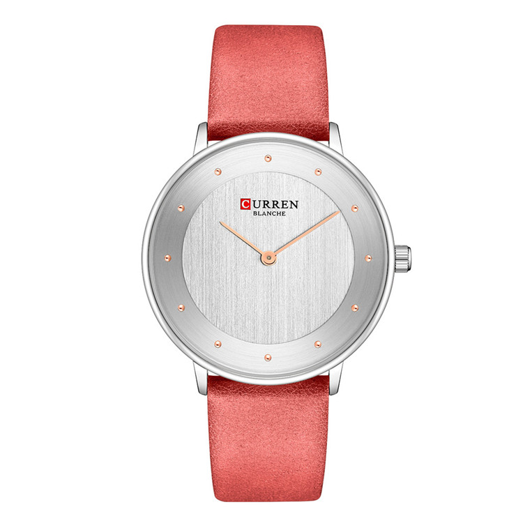 Mooie Vrouwen Quartz Horloges Slanke Mode Lederen Dames Polshorloge Reloj Mujer Curren Vrouwelijke Klok Voor Vrouwen: red