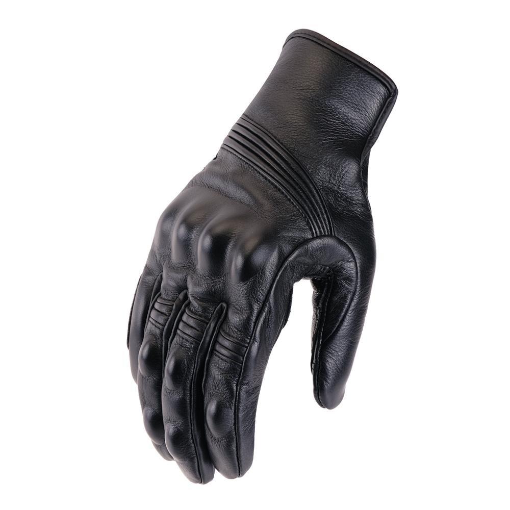 Retro Perforated Leather Motorcycle Gloves Cycling Moto Motorbike Protective Gears Motocross Glove winter man women bike