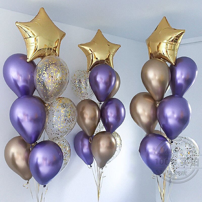 Rosa guld ballonger stjärna hjärta folie ballong bröllop födelsedag dekorationer transparent konfetti ballong födelsedagsfest dekoration