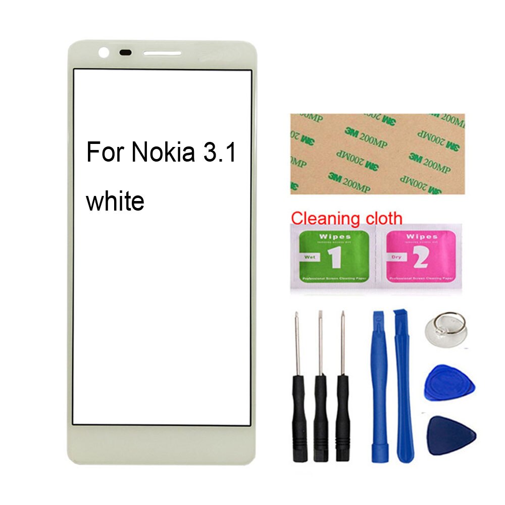 Panneau tactile extérieur en verre pour Nokia 6.1 Plus/5.3/5.1/5.1plus/2.1/3.1 Plus, panneau avant de réparation de téléphone (sans écran tactile): 3.1 White