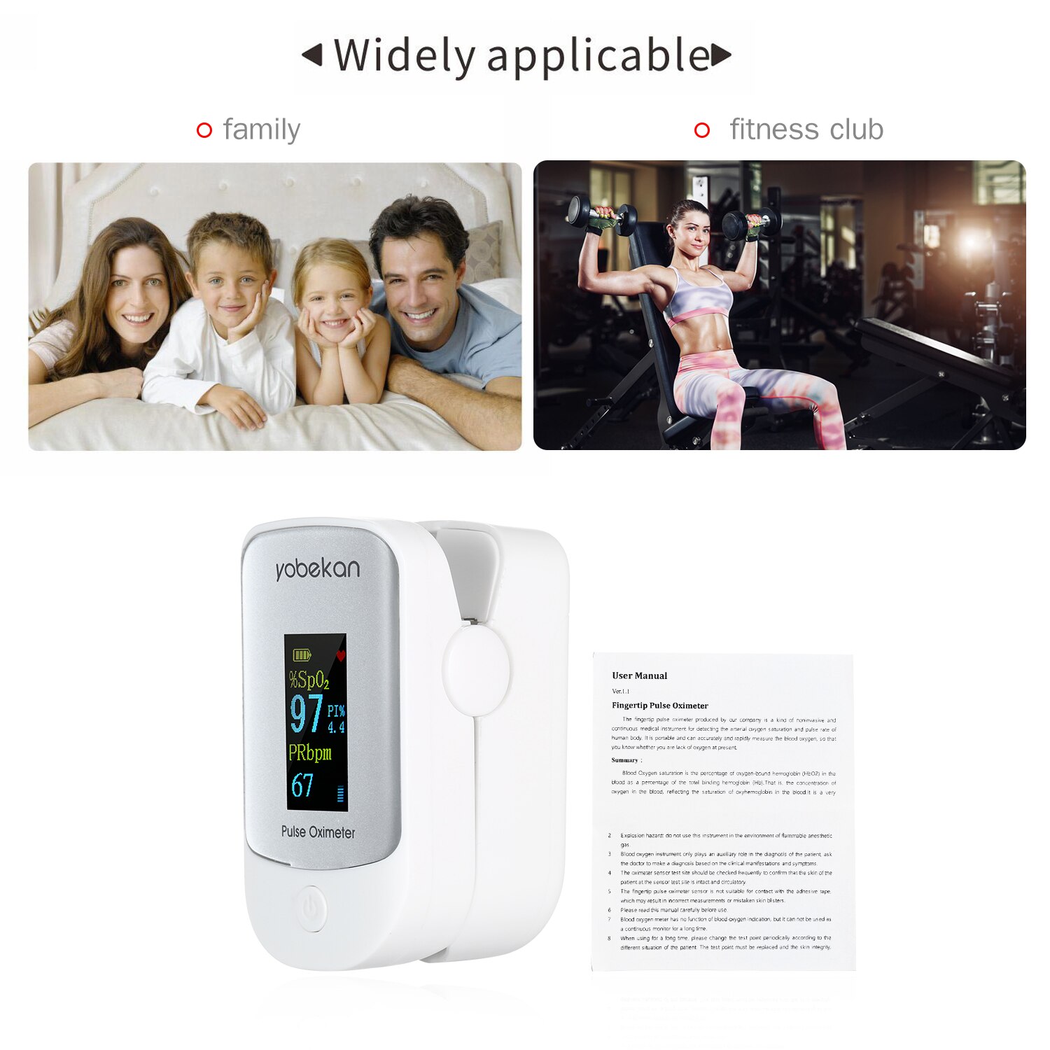 Blood Oxygen Finger Pulse Digital Fingertip Oximeter Oxygen Saturation Meter Finger Monitor Portable Oximetro + thermometer