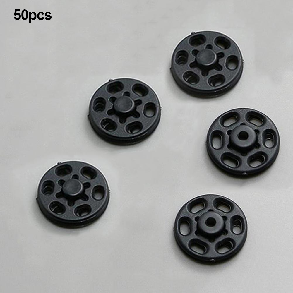 50PCS 10/15mm Transparent Invisible Button Small plastic Snap Fasteners button Clothing DIY Coat Stud Sewing Accessories Button: Black / 10mm