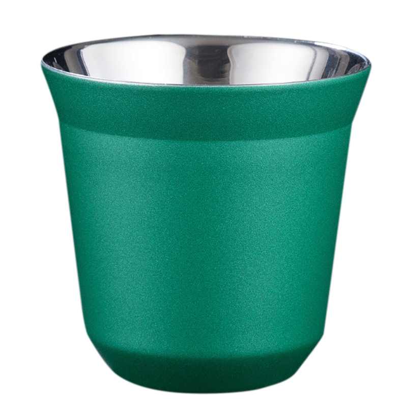 ! 80ml dubbelväggs isolering för espressokoppar i rostfritt stål för nespresso pixie kaffekoppar kapselformade kaffemuggar: Fluorescerande gul