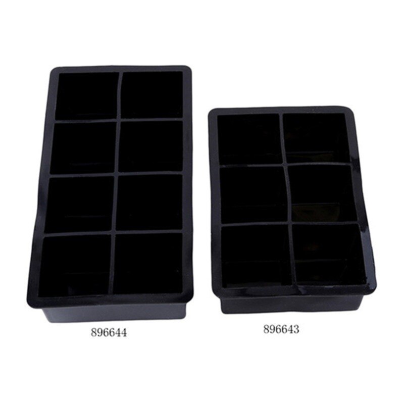 Black 8 Big Ice Tray Mold Giant Jumbo Large Silicone Ice Cube Square Tray Mold DIY Ice Maker Ice Cube Tray Kitchen Tools