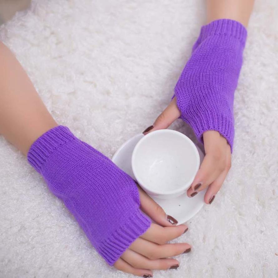 Muqgew Mooie Vrouwen Meisje Prachtige Gebreide Haak Arm Vingerloze Warm Thermische Winter Handschoenen Zachte Warme Handschoen Wanten: Purple