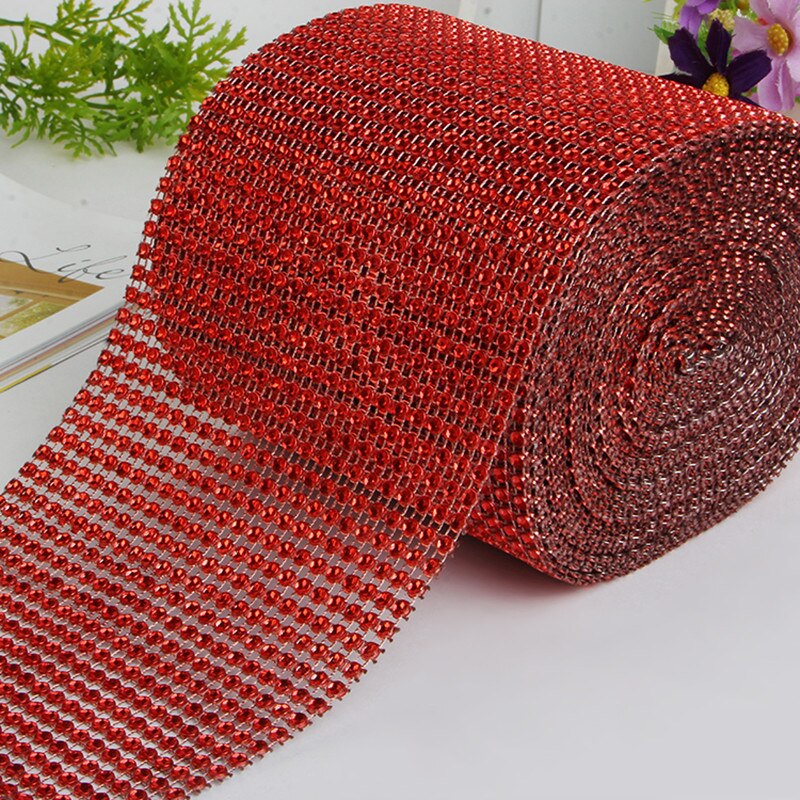 1 Roll 24 Rijen Goud Zilver Crystal Diamond Mesh Rhinestone Lint Voor Verjaardag Bruiloft Diy Decoratie Cake Wrap Crystal Tulle