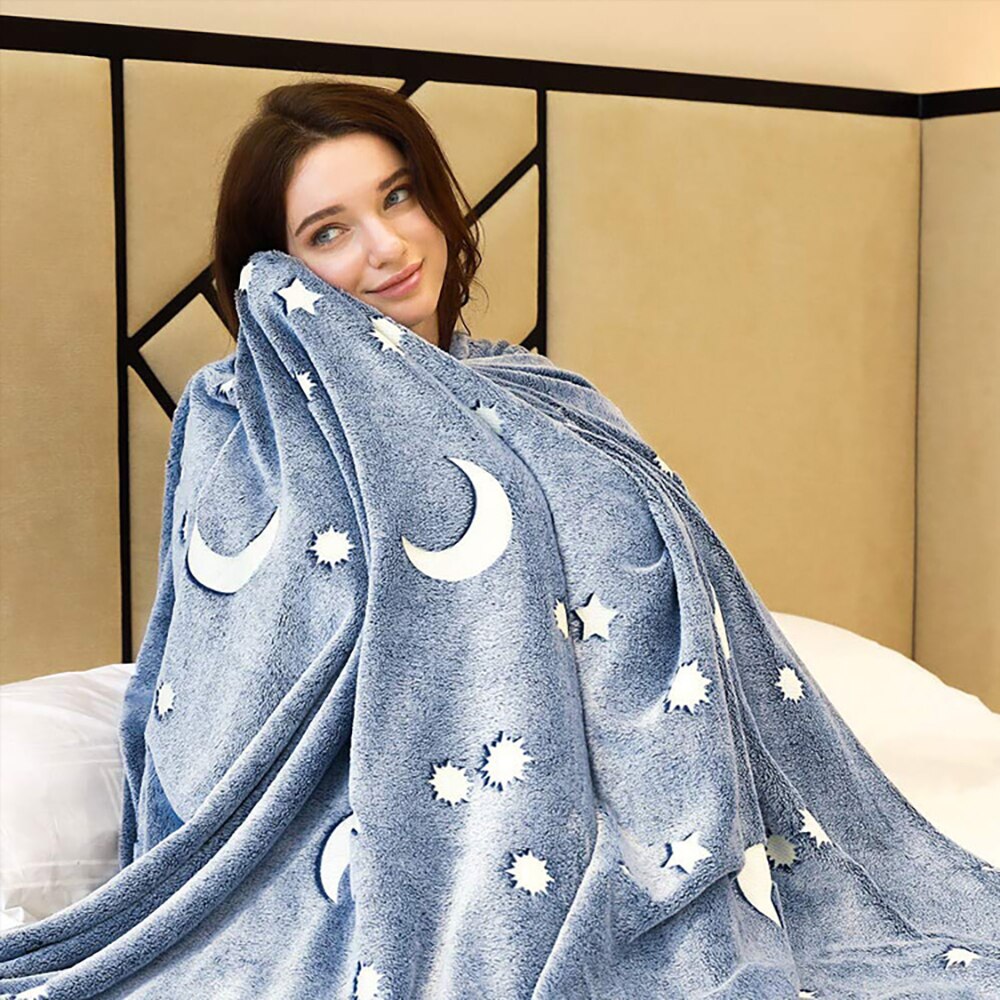 Star moon filt sherpa filt soffa soffa täcke resesängkläder bekväm slitstark sammet plysch fleece filt