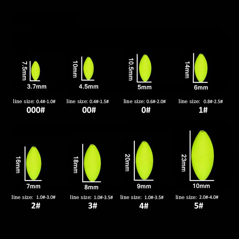 Sedal fluorescente de siete estrellas para pesca, Conector de granos espaciales, Mini flotador ovalado, aparejo para pesca nocturna, accesorio J272, 5 paquetes por lote