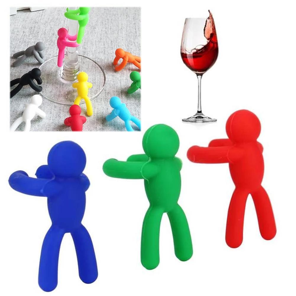 Lot de 6 étiquettes de reconnaissance de verres à vin en Silicone, étiquettes d&#39;identification de verres à boire, signes d&#39;étiquette pour accessoires de bar de fête