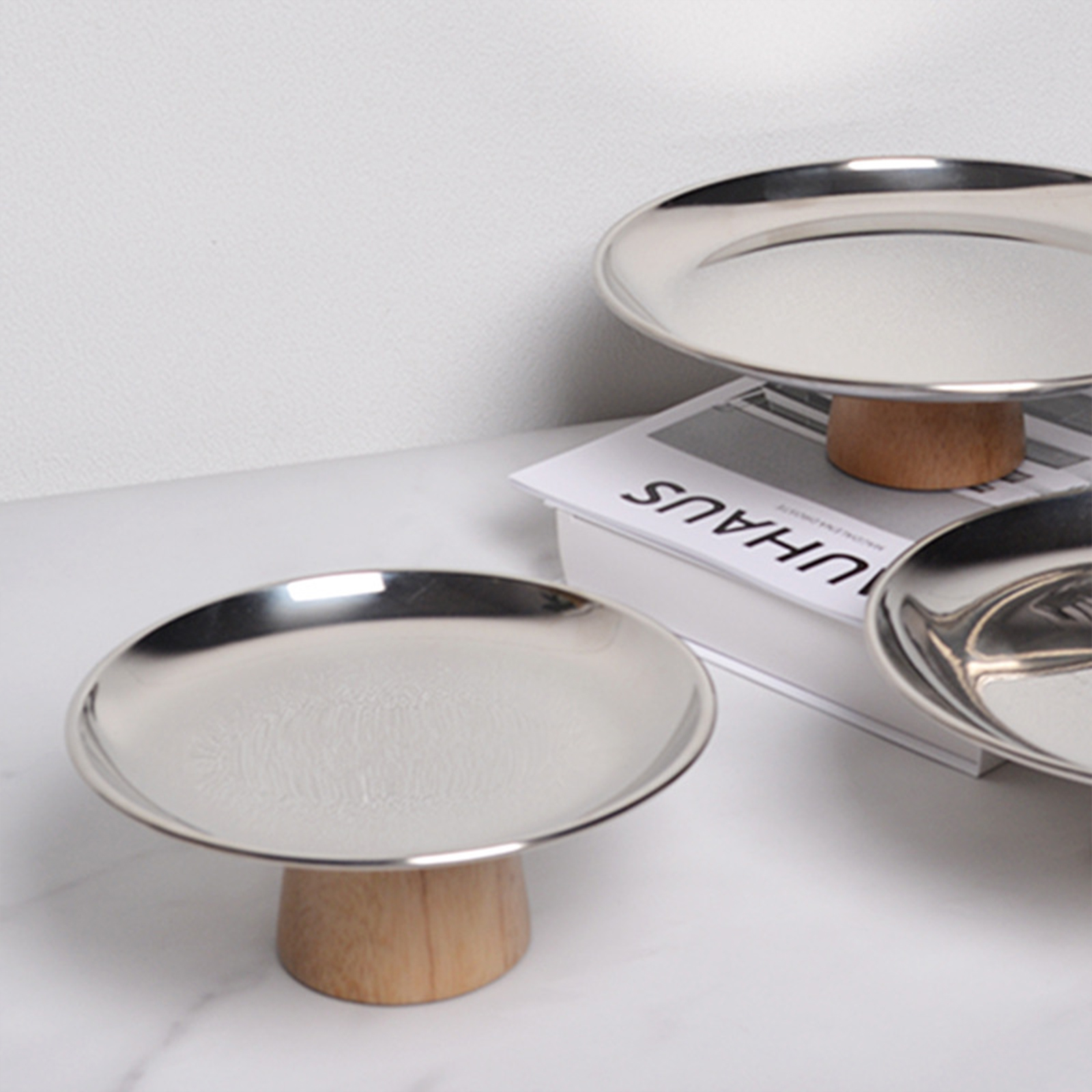 Desktop Ornament Storage Living Room Porch Small Objects Round Nordic Metal Wooden Pallets