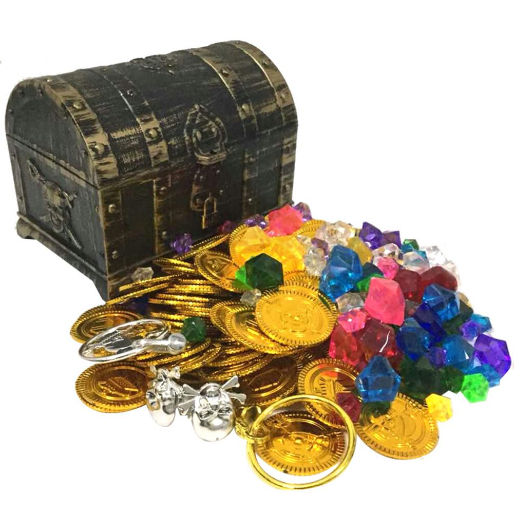 Retro skattekasse med lås legetøj til fest favoriserer rekvisitter dekoration pirat skattekiste til børn foregiver at betale legetøj: B