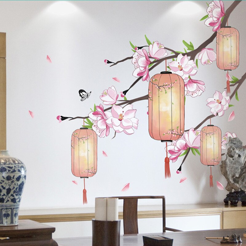Lanterne wallstickers kinesisk stil billeder til stue dekoration teenager piger tapet soveværelse indretning hjem plakater: Q19-11-60