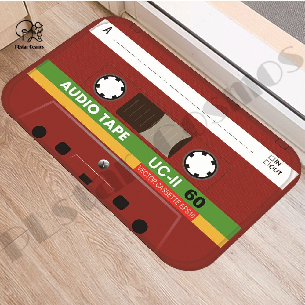 Felpudo Retro de Cassette con cinta musical para porche, alfombra antideslizante para sala de estar, cocina, baño, felpudo impreso en 3D-1: 4
