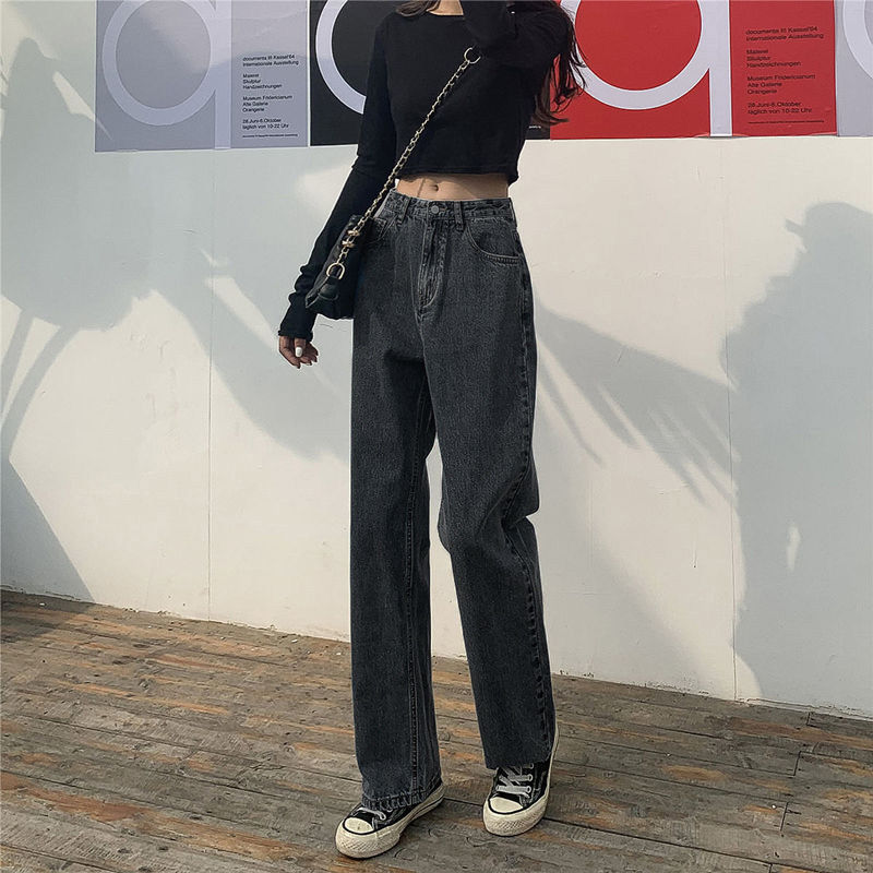 Dames jeans recht vintage hoge taille eenvoudige broek dames all-match ulzzang streetwear los casual stijlvol chic slouchy bf
