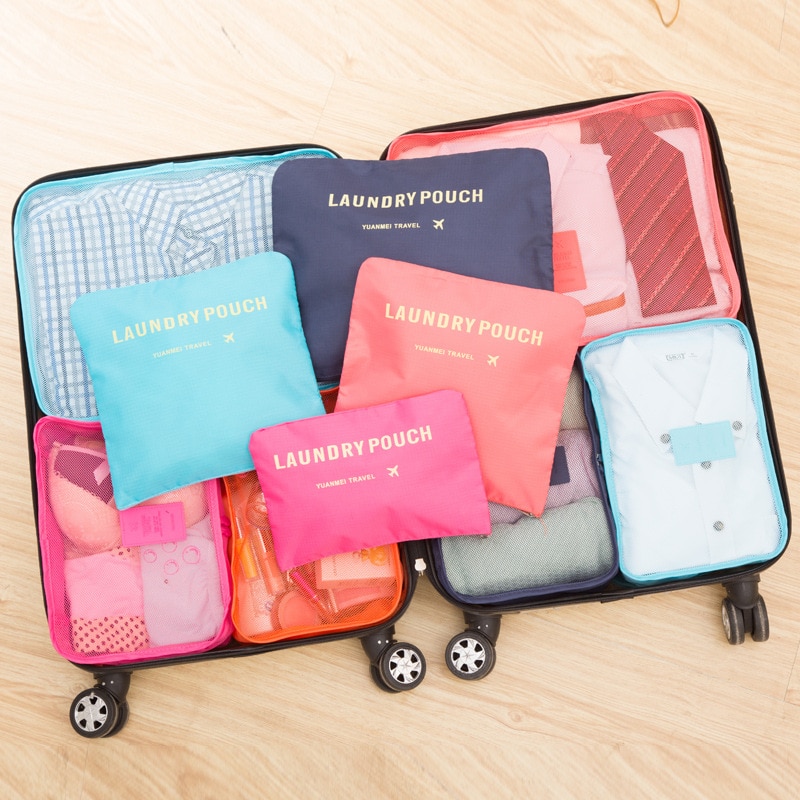 Conjunto de bolsas de armazenamento, 8 peças, 6 peças, viagem, casa, roupas, colcha, cobertor, partição de sapatos, organizador ordenado, mala de armário, bolsa, cubo de embalar