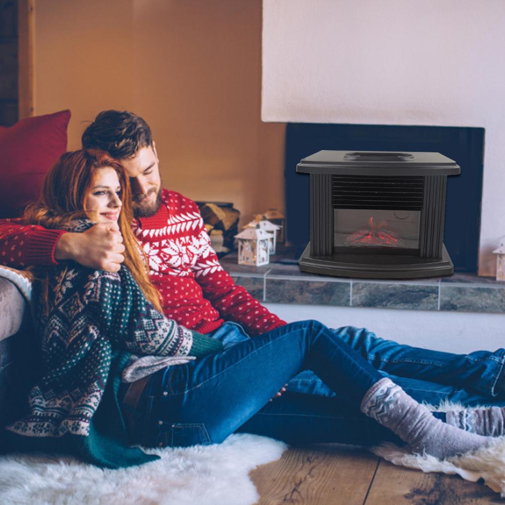 Mini Electric Fireplace Stove Heater Portable Tabletop Indoor Space Remote Control Heater Winter Warmer 1000W EU Plug