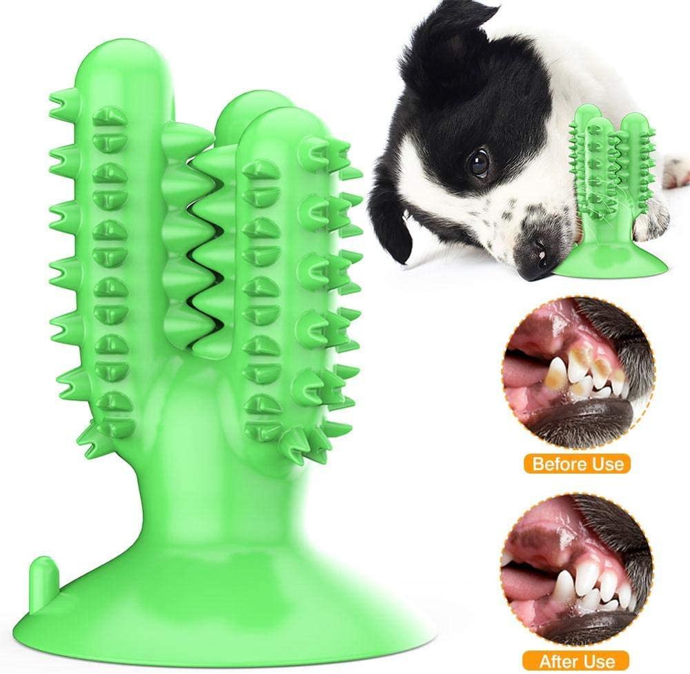 Hundetandbørste legetøj hund molær tandbørste stick lækage spiser bidebestandigt legetøj til store mellemstore og små hunde: Grøn