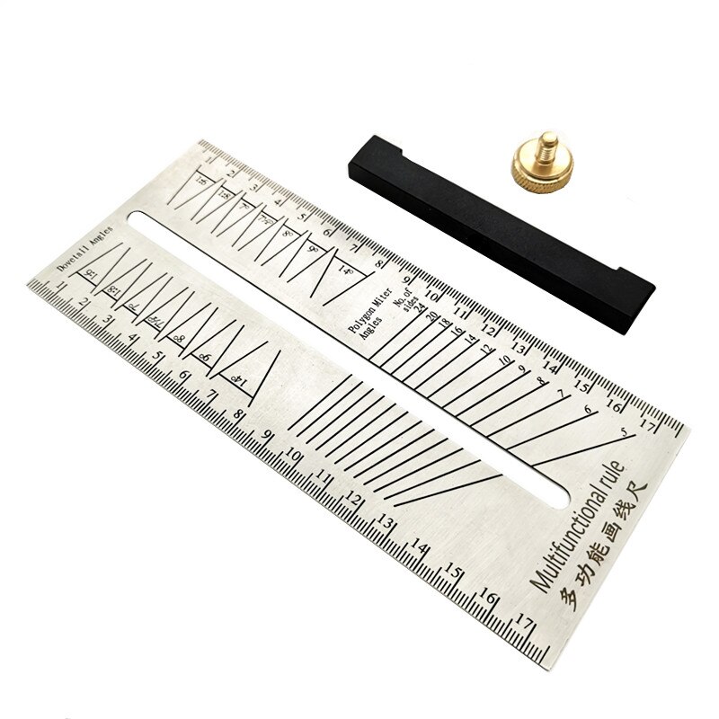 Polygon Bevel Angles Marking T-Ruler Woodworking Scribe Miter Angle Ruler Stainless Steel Dovetail Marking Jig Marking Gauge