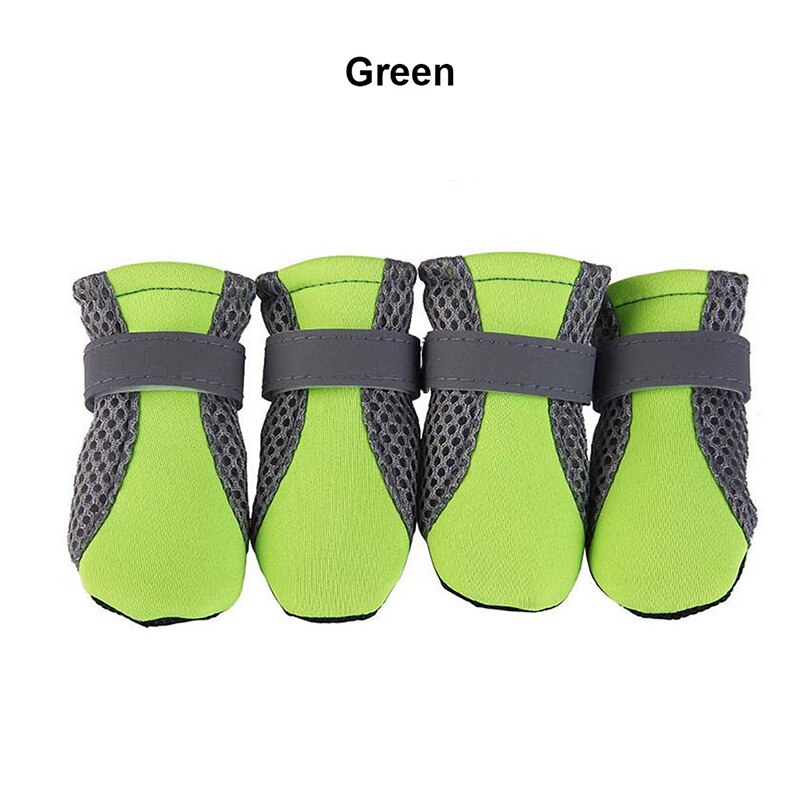 4Pcs/set Pet Dog Rain ShoesDog Booties Rubber Portable Anti Slip Waterproof Dog Cat Rain Shoes Autumn and Winter S/M/L/XL: Green / S