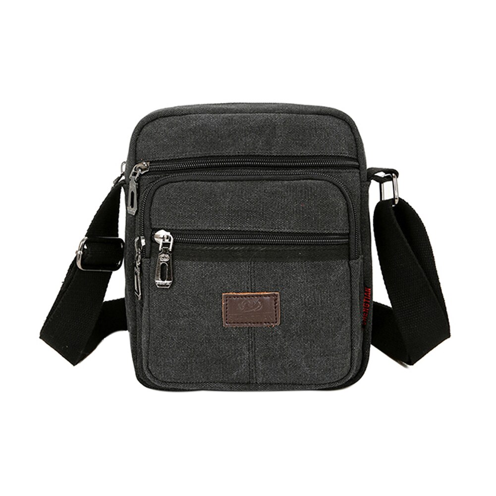Men Canvas Casual Shoulder Bag Tear Resistant Outdoor Travel Multi Pockets Crossbody Anti Wrinkle Solid Adjustable Strap