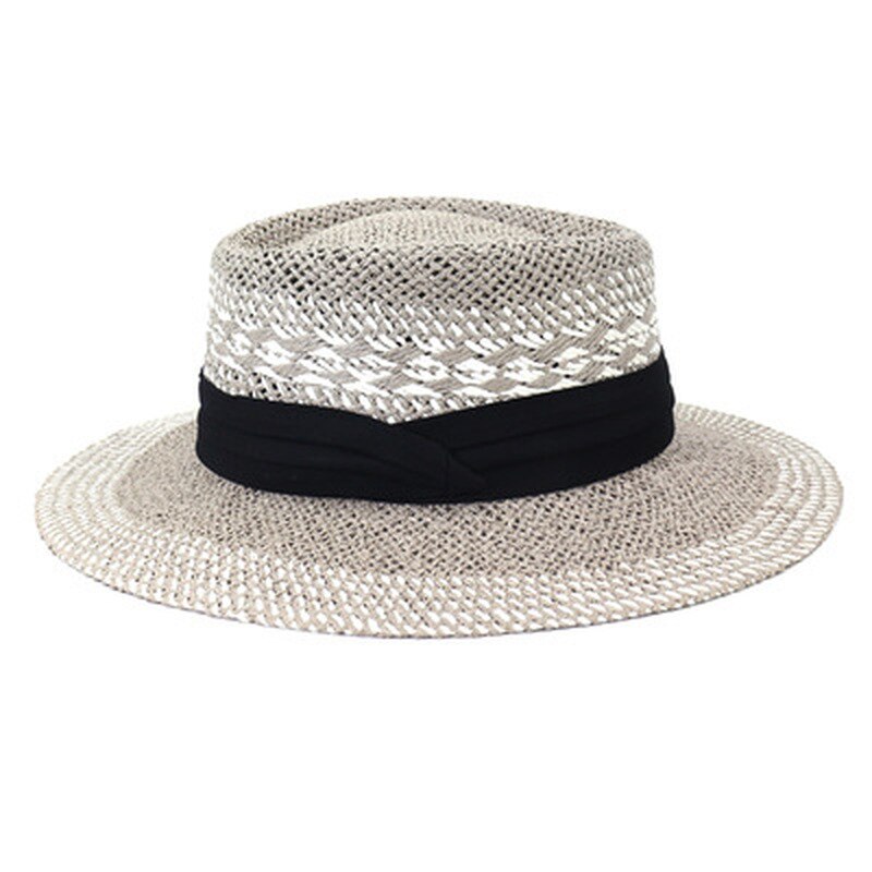 Stro Hoeden Vrouwen Mannen Zomer Lente Ronde Top Wide Brim Zomer Hoeden Groen Blauw Gestreepte Riem Band Luxe Natuurlijke Raffia zomer Hoed: 3