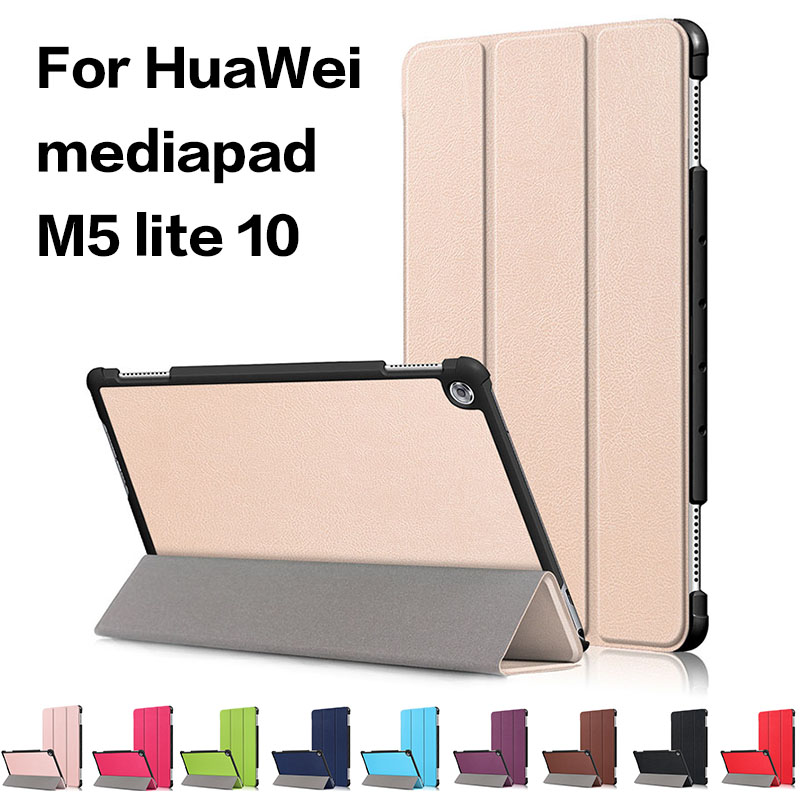 Para Huawei MediaPad M5 Lite funda 10 BAH2-W19/L09/W09 Ultra delgada Pu cuero Smart Stand cubierta para media Pad M5 Lite 10,1"