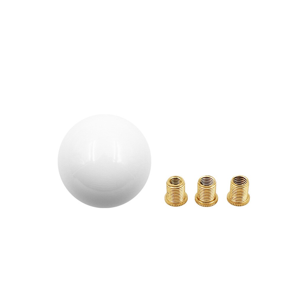 Schaltknauf Runde Gewinde Schalthebel mit Adapter Schwarz weiß Ball Rennen Stock Kühlen Acryl für Universal- Manuelle Auto: alle Weiß
