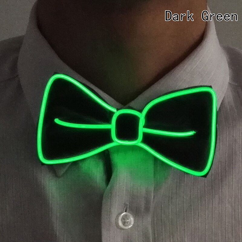 Men LED Wire Flashing Light Up Bow Tie Luminous Bow Tie Necktie For Men Club Wedding Dance Party Christmas Year: Army Green