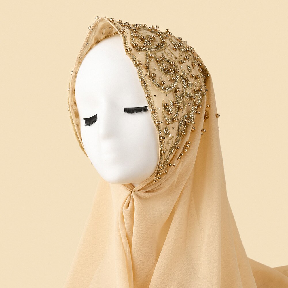 Ramadan Muslimischen Hijab Mit Strass Chiffon Schals Für Frauen Islam Kleidung Kopftücher Mit Stein Schal Damen Schleier: 07
