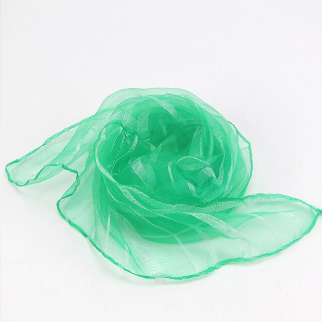 60*60 cm femmes rayé foulard bonbons couleur unie écharpes 20 pcs/paquet en mousseline de soie Nylon enfants Performance variété spectacle danse écharpes: Vert
