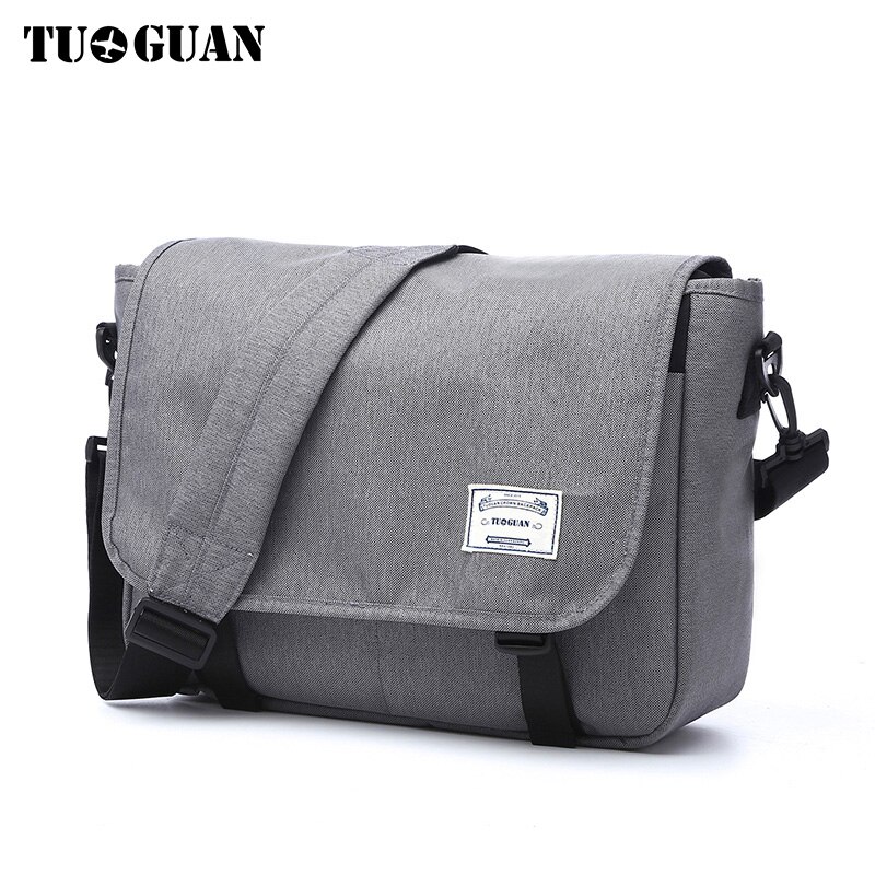 TUGUAN Men Messenger Bags Men's Business Travel Shoulder Bags female Canvas Briefcase Men Crossbody Bag Handbag XB1701T: Gray