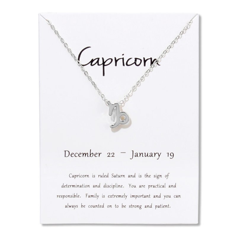 Libra-collar con colgante de 12 Constelaciones para mujer, cadena del zodiaco, joyería de cumpleaños: Capricorn