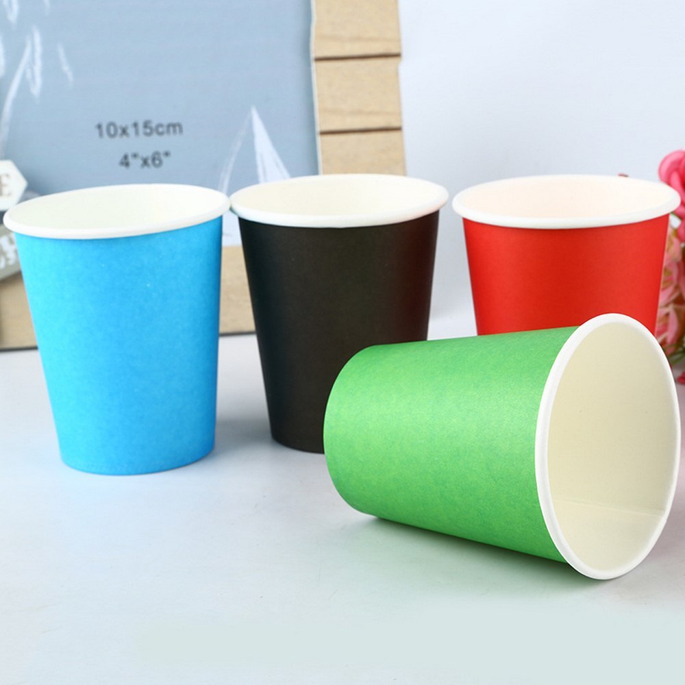 Disposable Paper Cup Household Coffee Milk Tea Cup Office Belt Thickened without Lid Tasting Cup 4 Oz 100ml Blue