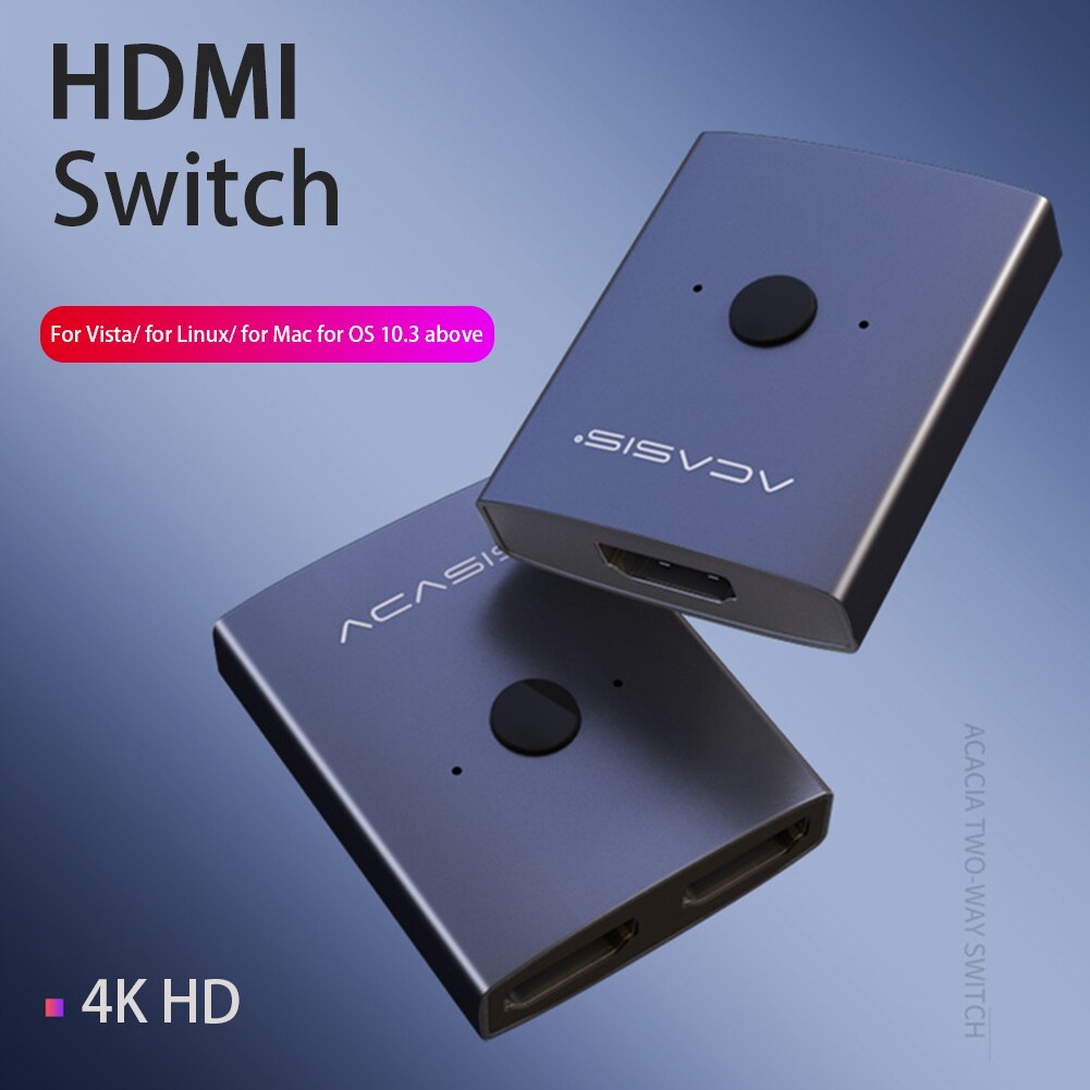 Plug And Play Hub Manual HDMI Switch HDCP 3D 1080P 1x2 Input Output Home Office 4K HD Laptop Bi Direction DVD HDTV Video